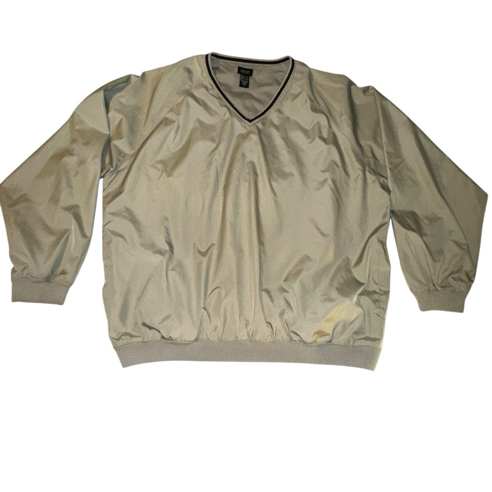 Izod XFG Large Solid Tan‎ Long Sleeve Lined Windbreaker Jacket w/ Pockets